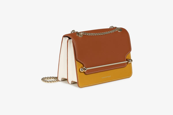 East/West Tri-Color Leather Shoulder Bag