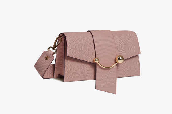 The Strathberry Nano Tote - Lizard-Embossed Leather Blush Rose